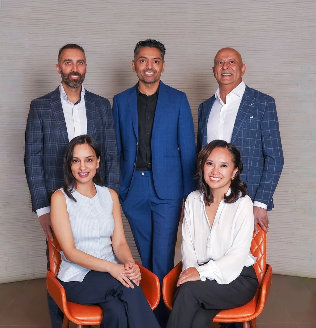 The five dentists at Ranchlands Dental in Calgary: Dr. Jan Jaffer, Dr. Mebs Sayani, Dr. Hardeep Gill, Dr. Shaily Mehrotra and Dr. Alexa Geminiano
